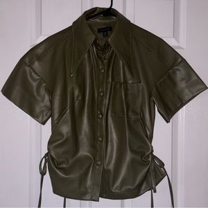 TopShop Green Leather Shirt - Women’s Size 2